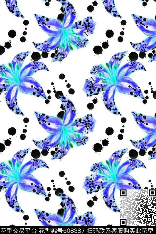 手绘水彩水墨数码印花华亿平台下载（图片编号: 508387） - 瓦栏（Walan）