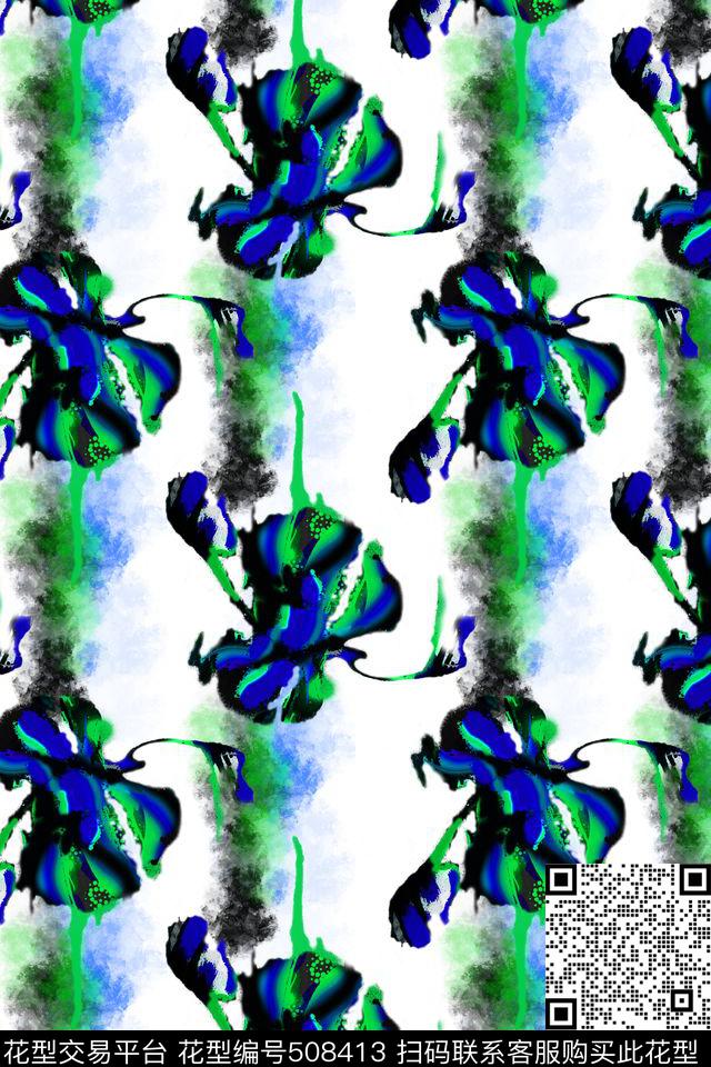 原创手绘花卉数码印花华亿平台下载（图片编号: 508413） - 瓦栏（Walan）