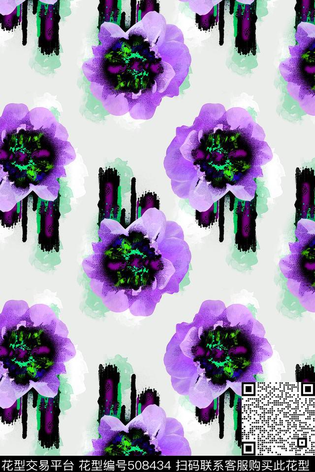 原创手绘抽象数码印花华亿平台下载（图片编号: 508434） - 瓦栏（Walan）