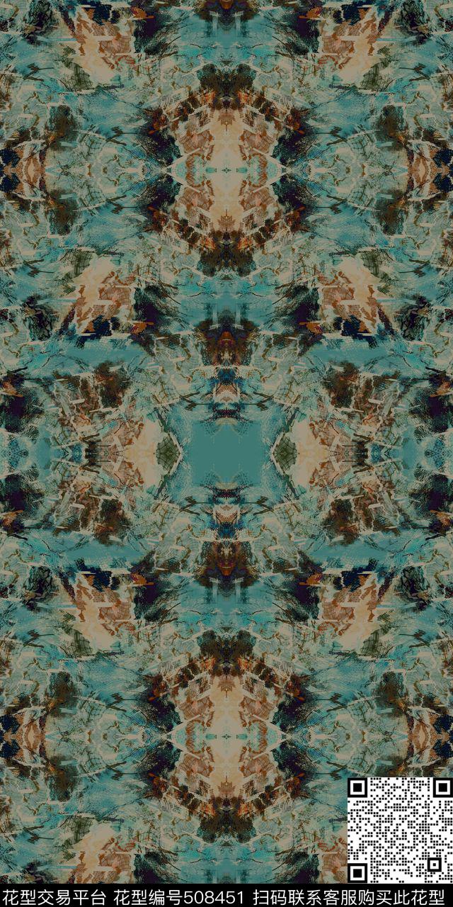 时尚大牌抽象数码印花华亿平台下载（图片编号: 508451） - 瓦栏（Walan）