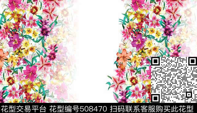 原创花卉优雅数码印花华亿平台下载（图片编号: 508470） - 瓦栏（Walan）