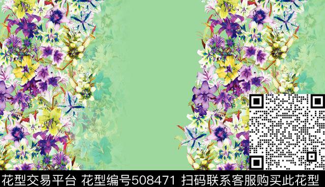 原创花卉优雅数码印花华亿平台下载（图片编号: 508471） - 瓦栏（Walan）