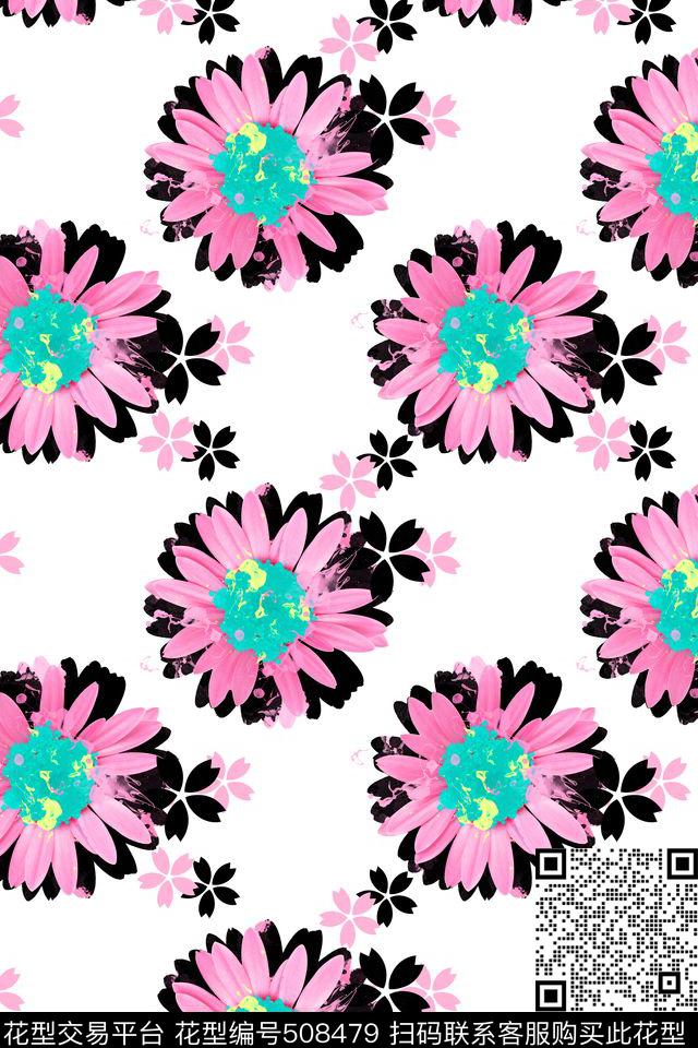 手绘水彩墨点数码印花华亿平台下载（图片编号: 508479） - 瓦栏（Walan）