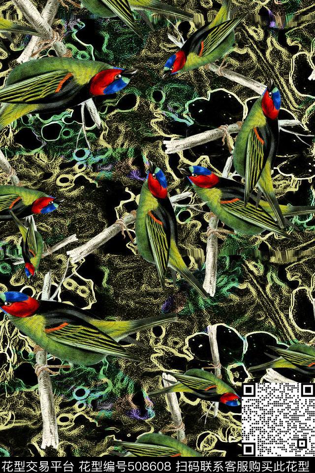 吉祥色调家纺民族彩色鸟数码印花华亿平台下载（图片编号: 508608） - 瓦栏（Walan）