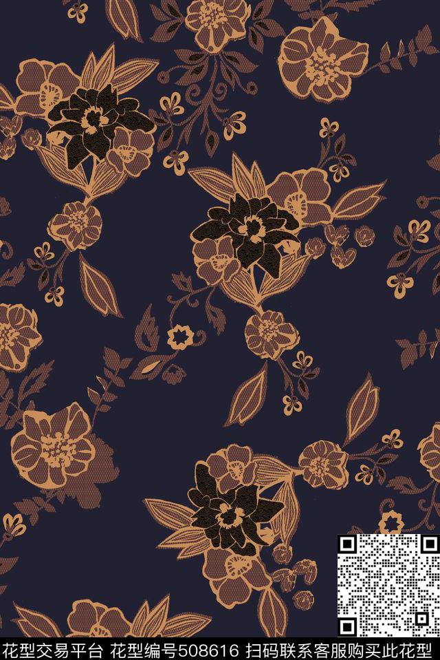 波西米亚花卉蕾丝肌理传统印花华亿平台下载（图片编号: 508616） - 瓦栏（Walan）