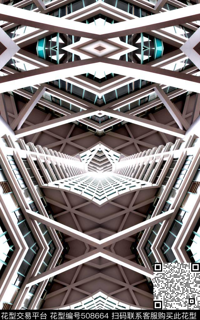建筑几何楼数码印花华亿平台下载（图片编号: 508664） - 瓦栏（Walan）