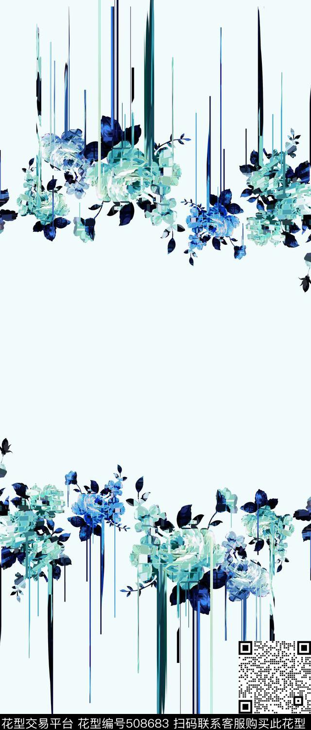 长短不一竖条几何抽象花卉几何数码印花华亿平台下载（图片编号: 508683） - 瓦栏（Walan）
