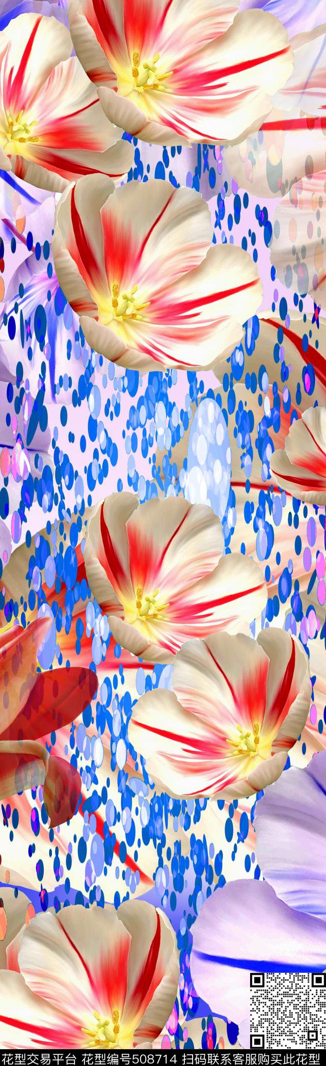 清新真实花卉渐变数码印花华亿平台下载（图片编号: 508714） - 瓦栏（Walan）