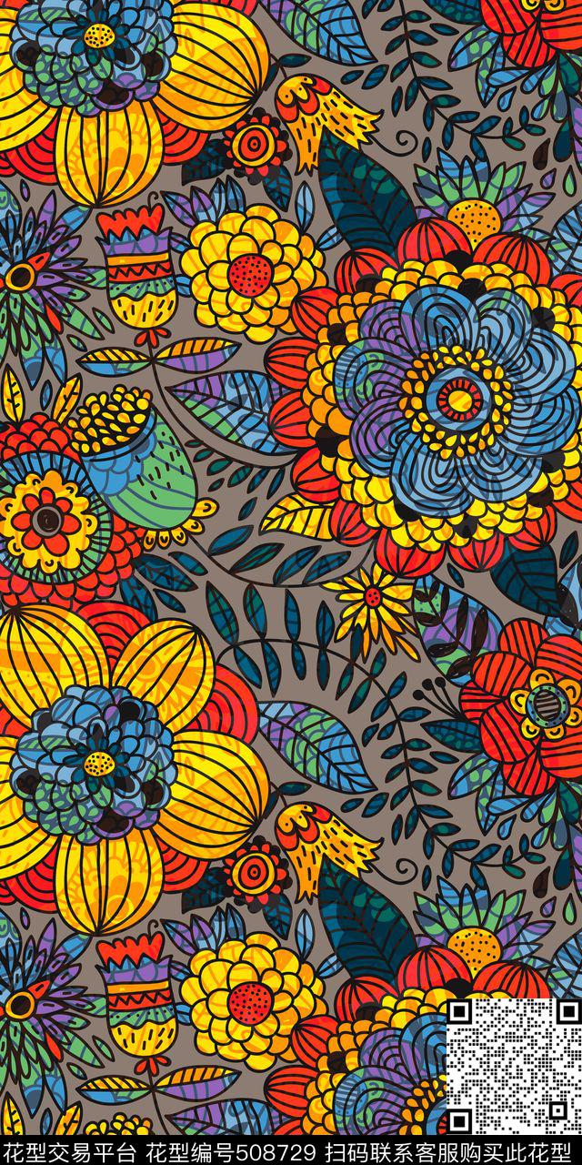 窗帘布华亿平台外贸女装T恤女装连衣裙传统印花华亿平台下载（图片编号: 508729） - 瓦栏（Walan）