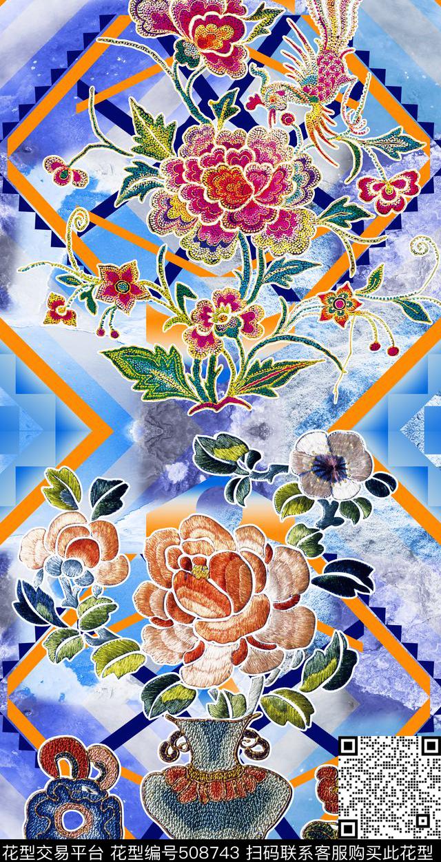 MAX-中国风民族风中国风数码印花华亿平台下载（图片编号: 508743） - 瓦栏（Walan）