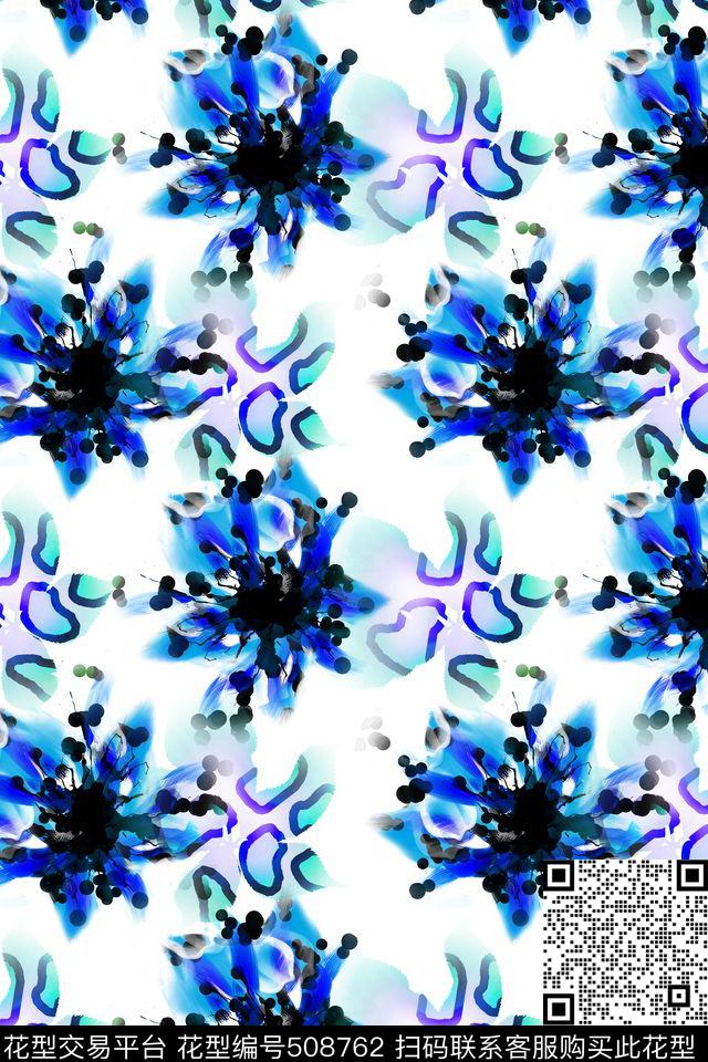 手绘豹纹花卉数码印花华亿平台下载（图片编号: 508762） - 瓦栏（Walan）