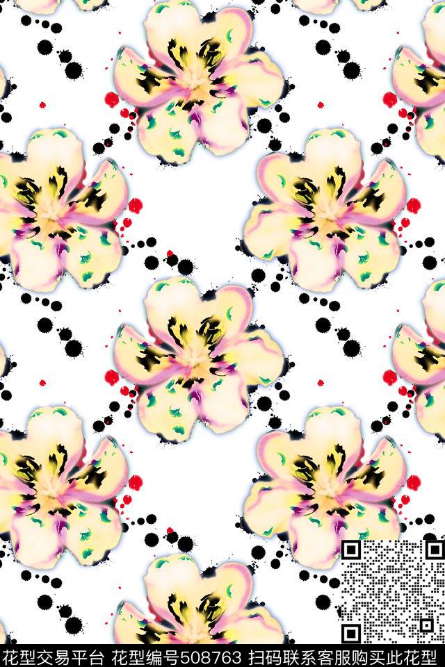 手绘小碎花水彩数码印花华亿平台下载（图片编号: 508763） - 瓦栏（Walan）