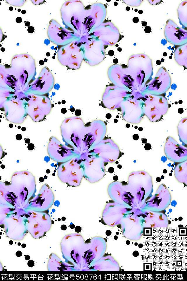 手绘小碎花水彩数码印花华亿平台下载（图片编号: 508764） - 瓦栏（Walan）