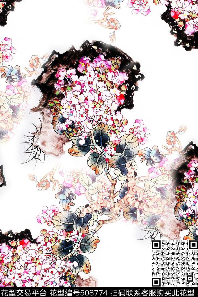 中国风中国画时尚大牌数码印花华亿平台下载（图片编号: 508774） - 瓦栏（Walan）