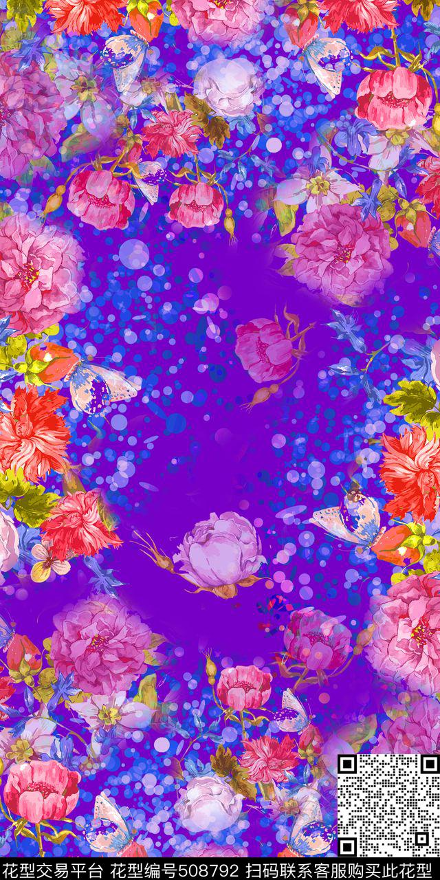 田园风水彩花卉波点底纹数码印花华亿平台下载（图片编号: 508792） - 瓦栏（Walan）