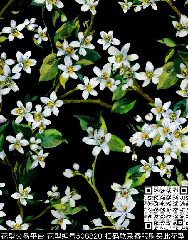 大牌花卉满幅数码印花华亿平台下载（图片编号: 508820） - 瓦栏（Walan）
