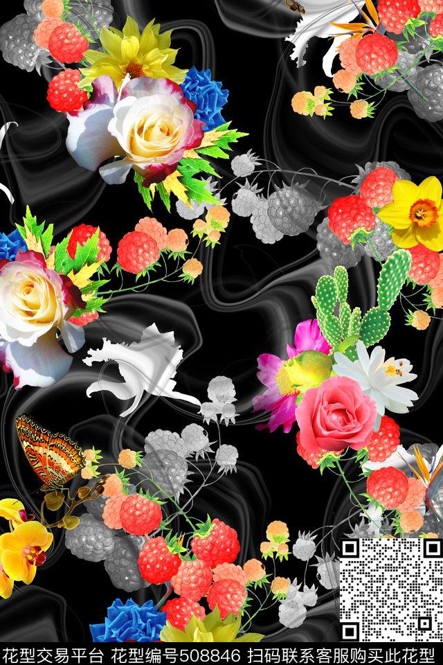 花卉多肉散花数码印花华亿平台下载（图片编号: 508846） - 瓦栏（Walan）