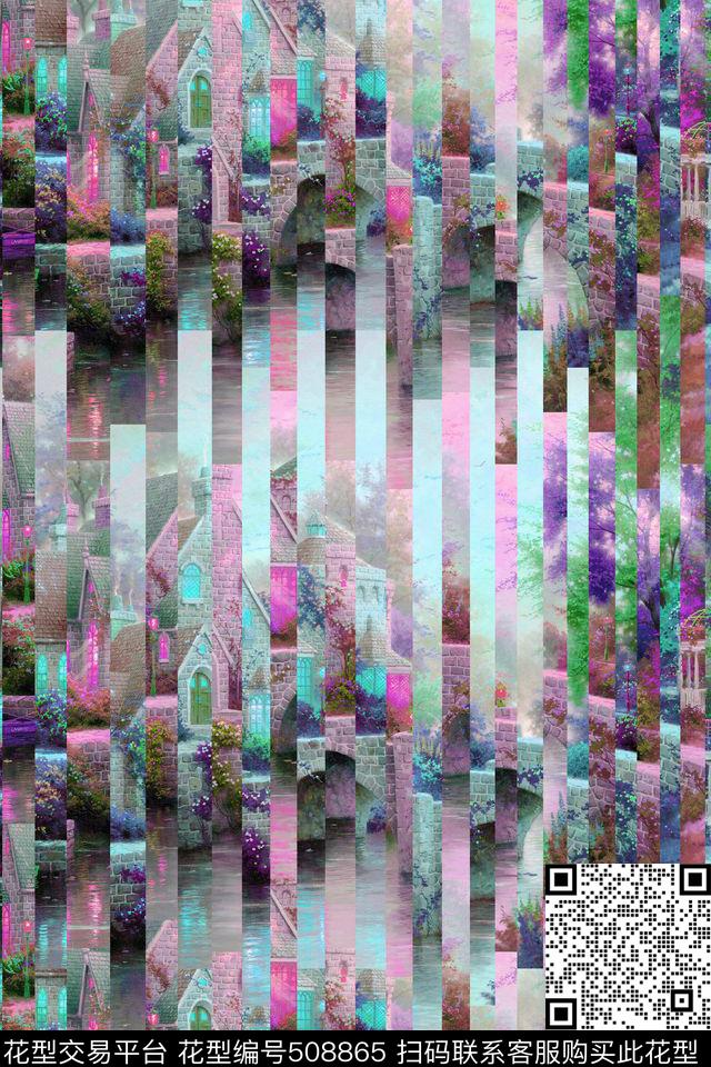 抽象油画女士夏装数码印花华亿平台下载（图片编号: 508865） - 瓦栏（Walan）