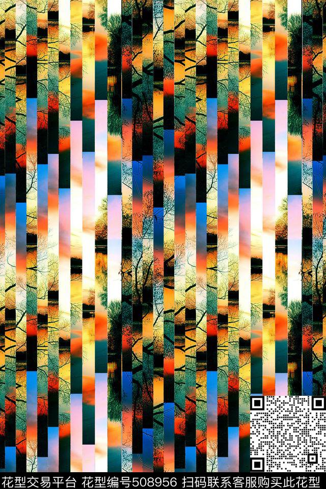 抽象风景照女士夏装数码印花华亿平台下载（图片编号: 508956） - 瓦栏（Walan）