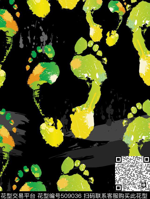 抽象人物脚印脚掌传统印花华亿平台下载（图片编号: 509036） - 瓦栏（Walan）