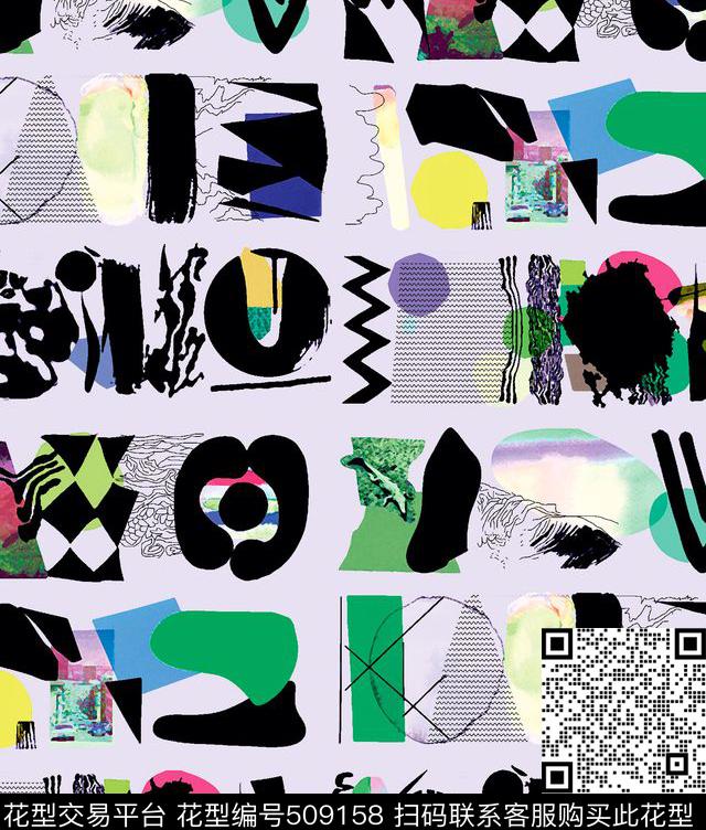 原创几何时尚数码印花华亿平台下载（图片编号: 509158） - 瓦栏（Walan）