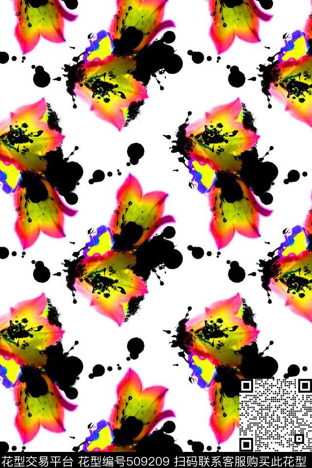 手绘中国风水彩数码印花华亿平台下载（图片编号: 509209） - 瓦栏（Walan）