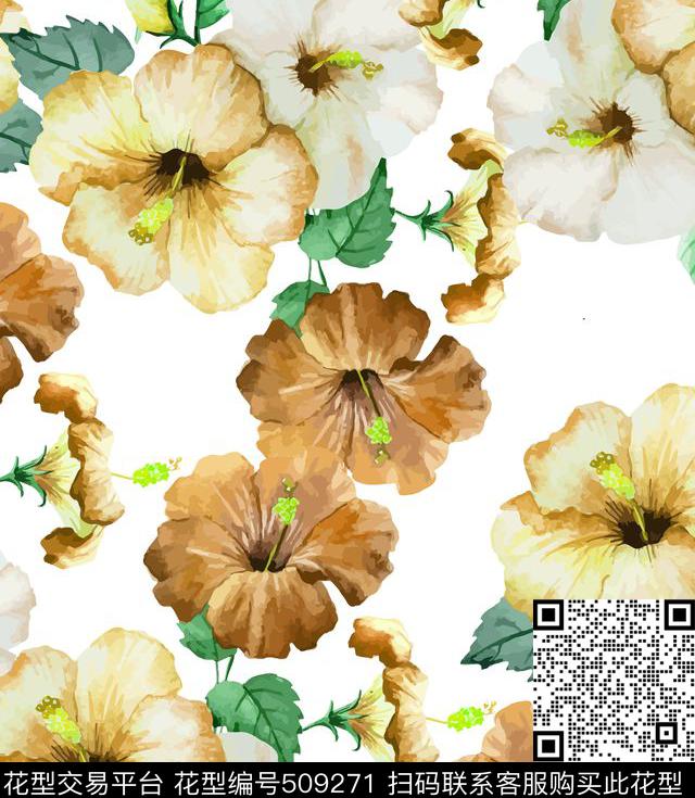 花卉花朵喇叭花百合花数码印花华亿平台下载（图片编号: 509271） - 瓦栏（Walan）