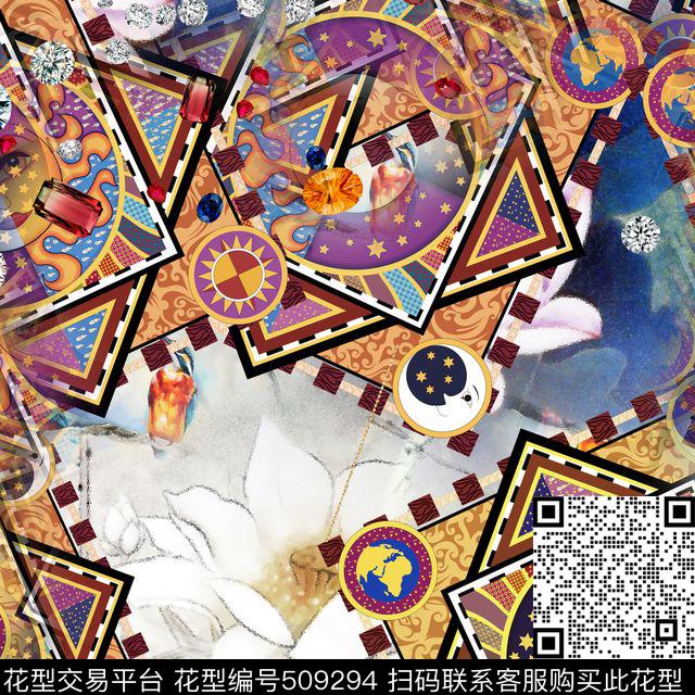 欧美复古砖石数码印花华亿平台下载（图片编号: 509294） - 瓦栏（Walan）