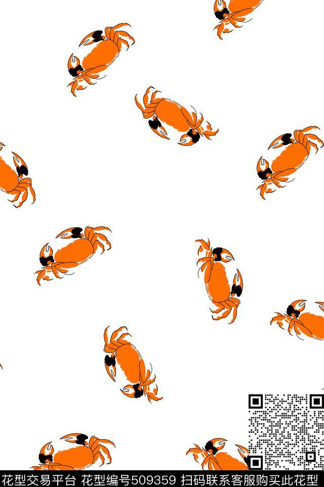 动物螃蟹红传统印花华亿平台下载（图片编号: 509359） - 瓦栏（Walan）