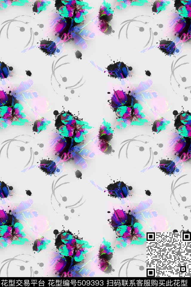 抽象花卉花瓣数码印花华亿平台下载（图片编号: 509393） - 瓦栏（Walan）