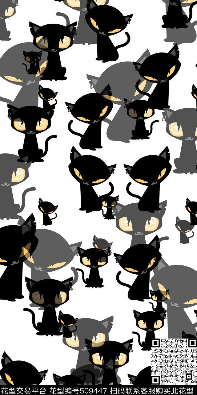 动物黑白卡通传统印花华亿平台下载（图片编号: 509447） - 瓦栏（Walan）