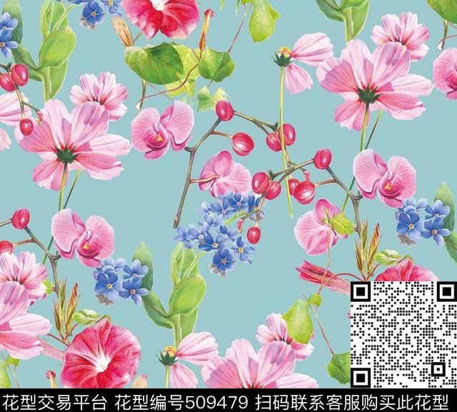 复古花卉家纺华亿平台数码印花华亿平台下载（图片编号: 509479） - 瓦栏（Walan）