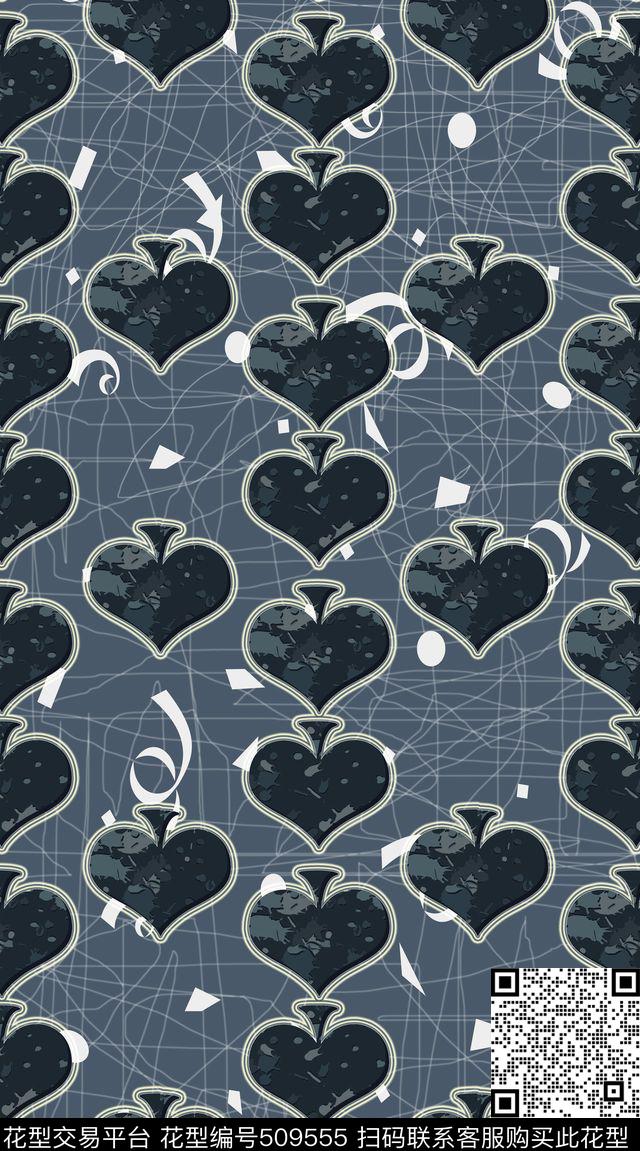 灰底灰蓝时尚传统印花华亿平台下载（图片编号: 509555） - 瓦栏（Walan）