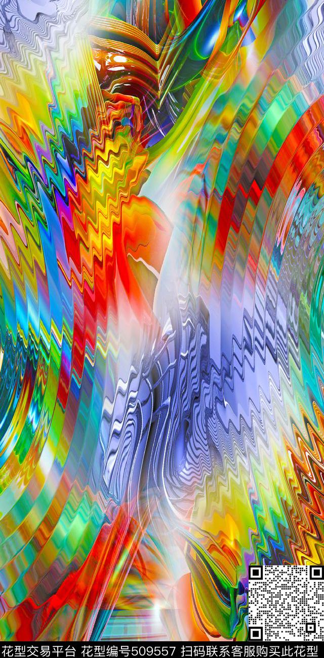 抽象梦幻时尚数码印花华亿平台下载（图片编号: 509557） - 瓦栏（Walan）