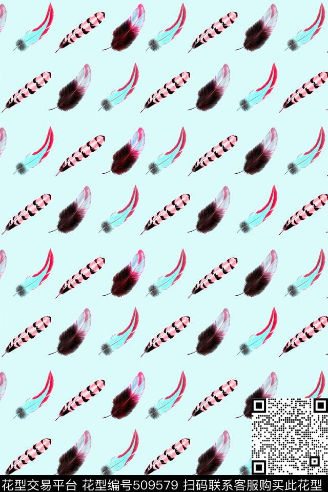 手绘数码羽毛数码印花华亿平台下载（图片编号: 509579） - 瓦栏（Walan）
