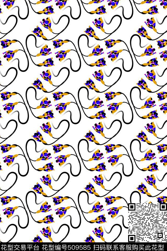 潮流抽象花芯传统印花华亿平台下载（图片编号: 509585） - 瓦栏（Walan）