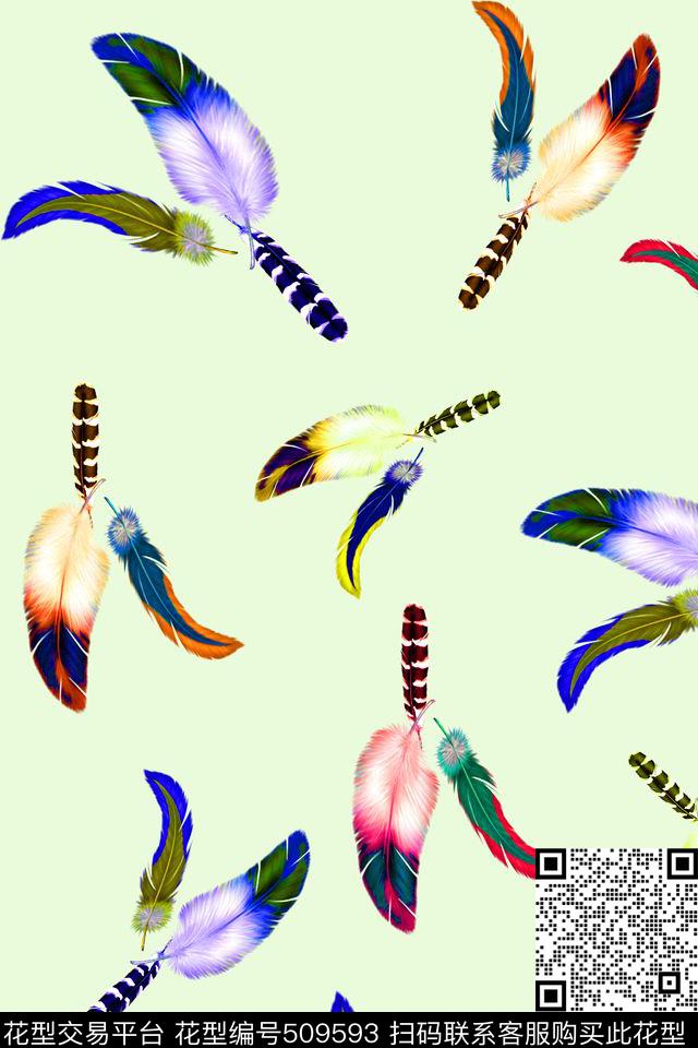 数码羽毛手绘数码印花华亿平台下载（图片编号: 509593） - 瓦栏（Walan）