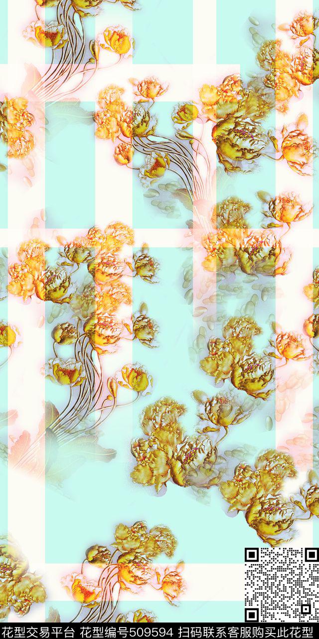 花卉时尚荷花数码印花华亿平台下载（图片编号: 509594） - 瓦栏（Walan）