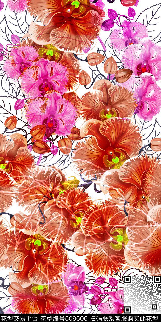 潮流时尚花卉数码印花华亿平台下载（图片编号: 509606） - 瓦栏（Walan）