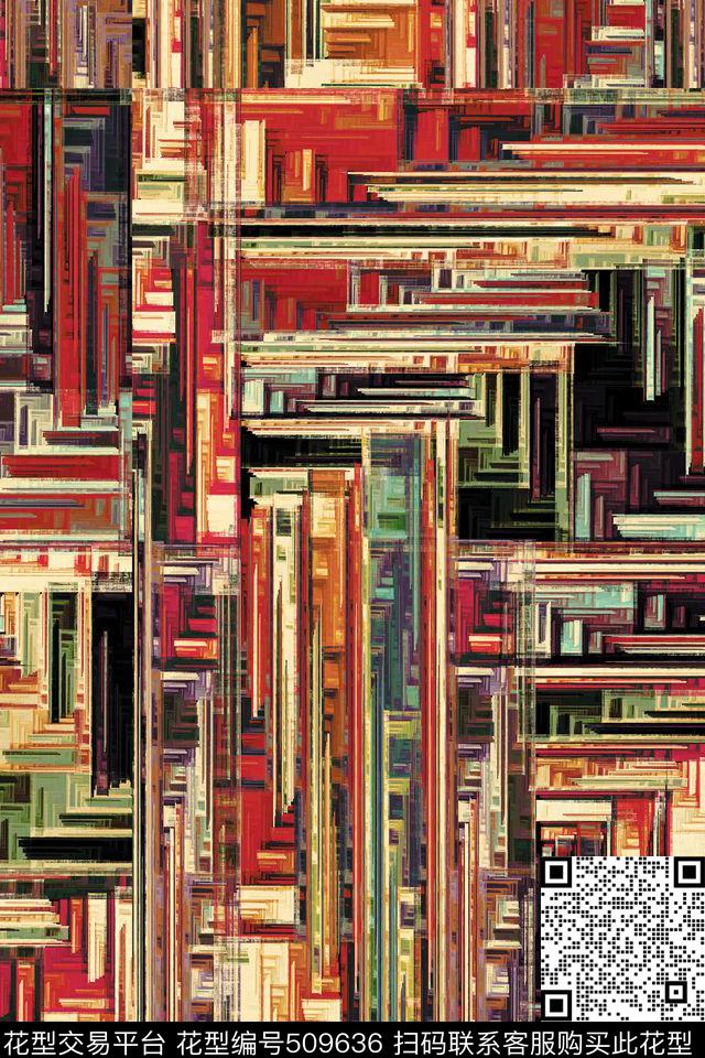 笔刷纹理抽象夹克数码印花华亿平台下载（图片编号: 509636） - 瓦栏（Walan）