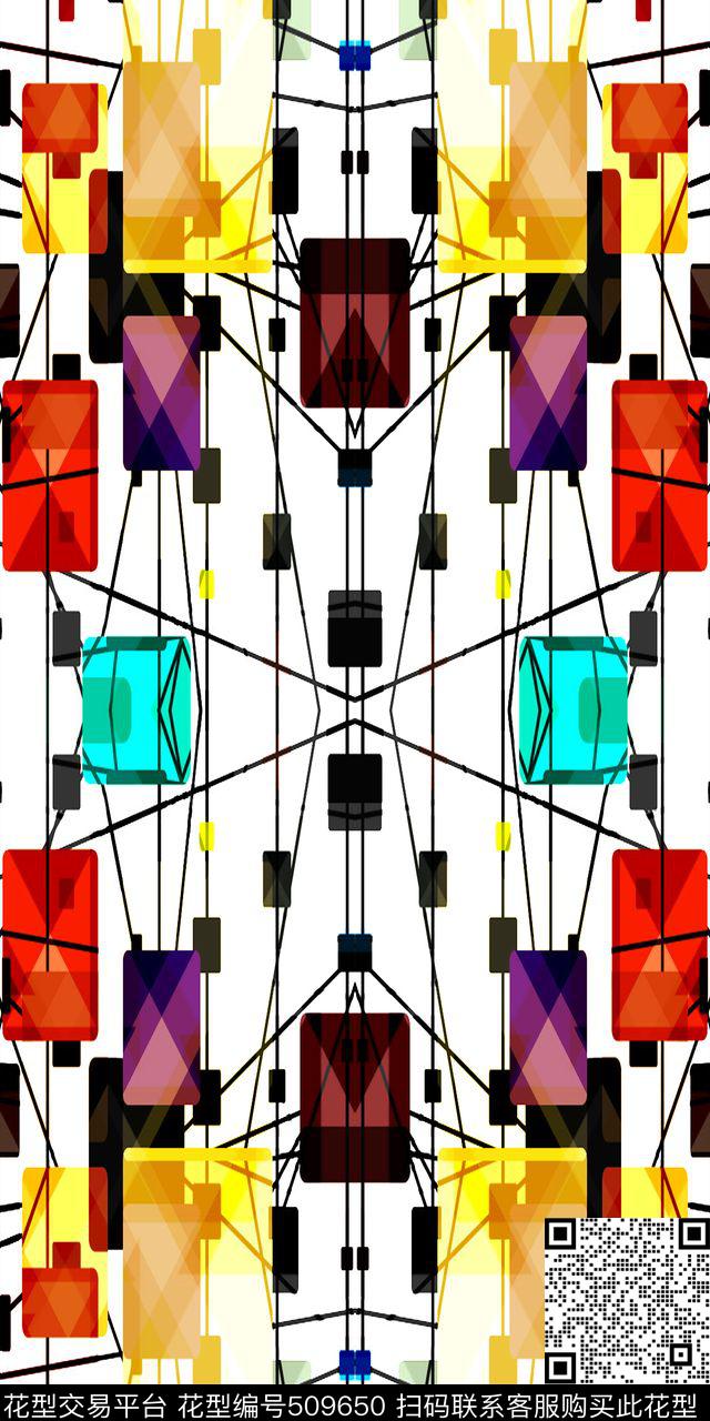 时尚条纹绚丽数码印花华亿平台下载（图片编号: 509650） - 瓦栏（Walan）