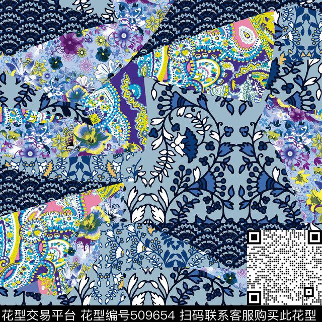 传统花纹手绘花卉小花矢量线条数码印花华亿平台下载（图片编号: 509654） - 瓦栏（Walan）