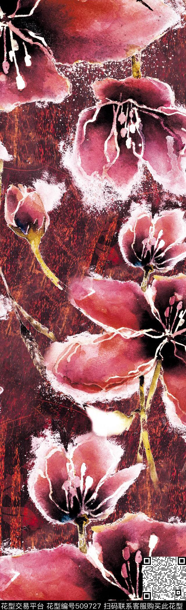 手绘油画抽象数码印花华亿平台下载（图片编号: 509727） - 瓦栏（Walan）