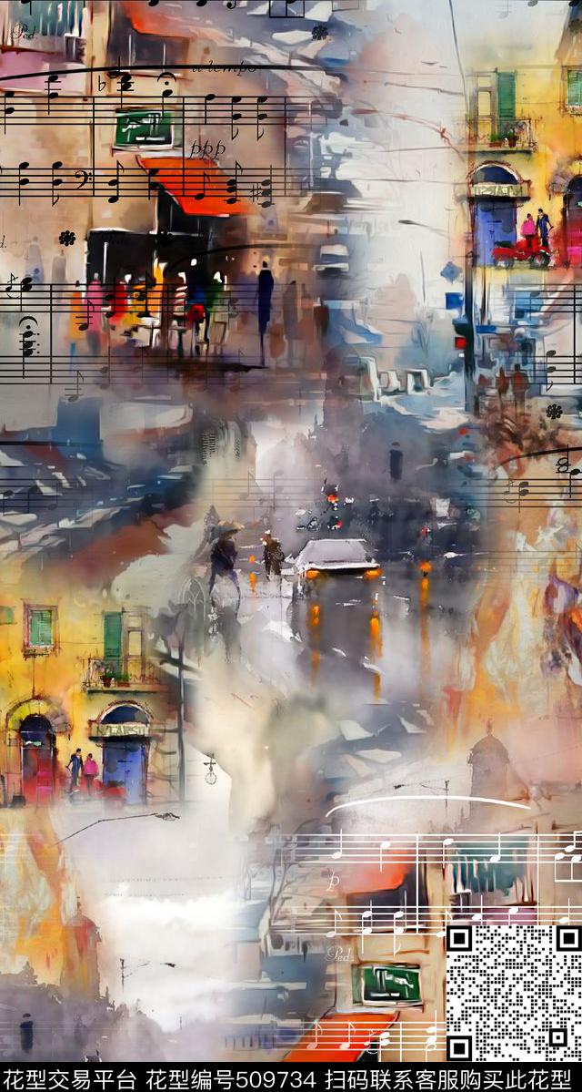 房屋建筑欧式小镇数码印花华亿平台下载（图片编号: 509734） - 瓦栏（Walan）