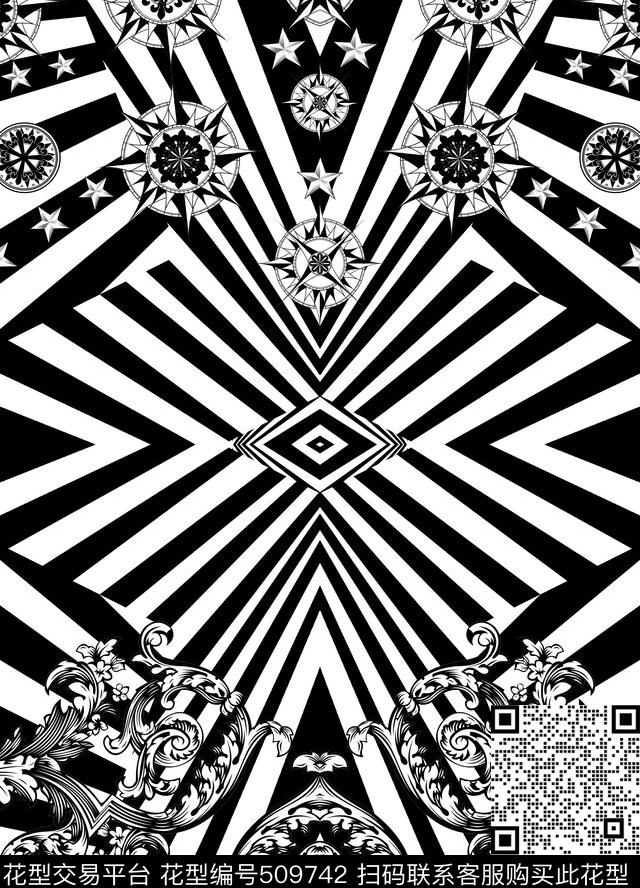 几何欧式条纹传统印花华亿平台下载（图片编号: 509742） - 瓦栏（Walan）