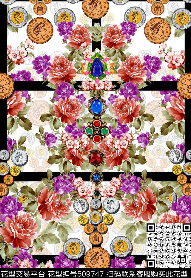 时尚钱币大牌数码印花华亿平台下载（图片编号: 509747） - 瓦栏（Walan）