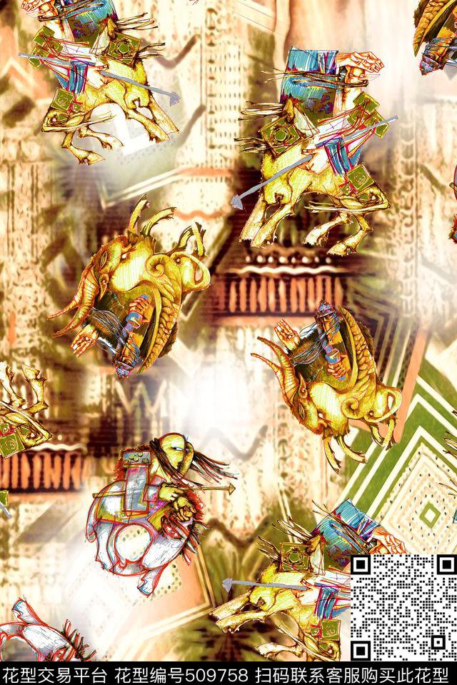 时尚铁马金戈大牌数码印花华亿平台下载（图片编号: 509758） - 瓦栏（Walan）