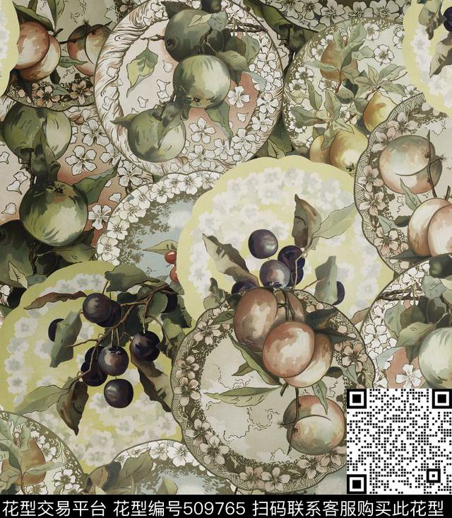 创意花卉盘子数码印花华亿平台下载（图片编号: 509765） - 瓦栏（Walan）
