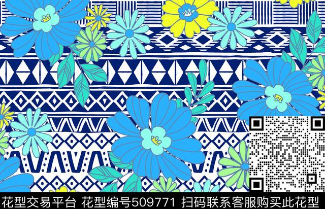 小碎花混搭民族底纹时尚童装时尚泳装传统印花华亿平台下载（图片编号: 509771） - 瓦栏（Walan）