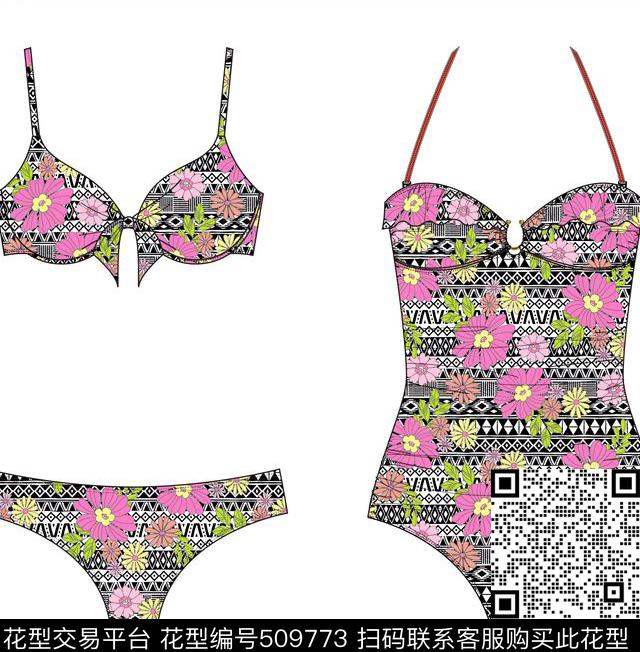 小碎花混搭民族底纹时尚童装时尚泳装传统印花华亿平台下载（图片编号: 509773） - 瓦栏（Walan）